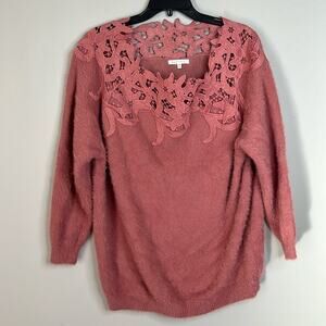 Baevely Lace Fuzzy Sweater Medium